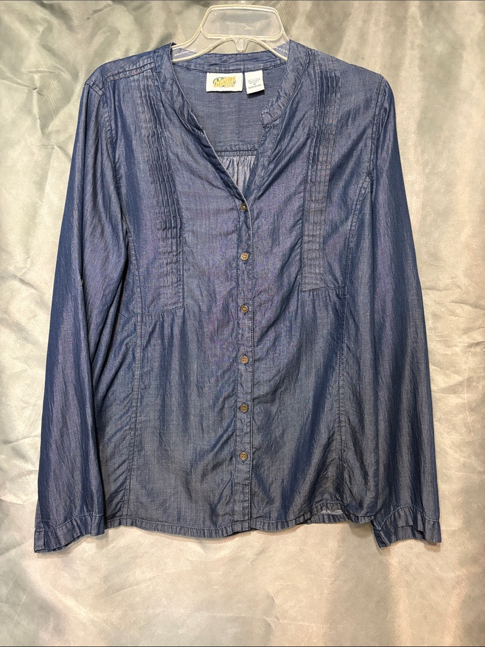 Vintage Whisper Denim-Effect Button-Down Shirt - Blue